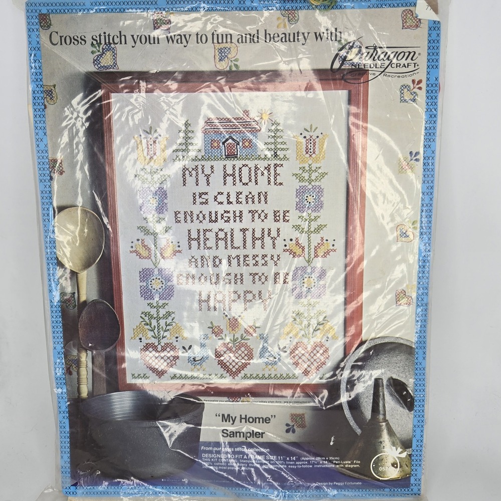 Vintage‎ Paragon Needlecraft Kit MY HOME 11x14 Unused Home Healthy Messy Happy